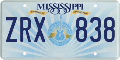 MS license plate ZRX838