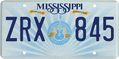 MS license plate ZRX845