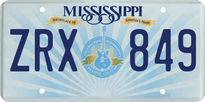 MS license plate ZRX849