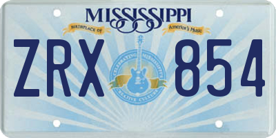 MS license plate ZRX854