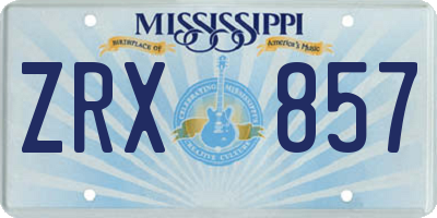 MS license plate ZRX857
