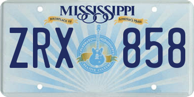 MS license plate ZRX858