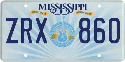 MS license plate ZRX860