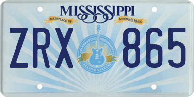 MS license plate ZRX865