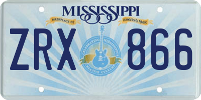 MS license plate ZRX866