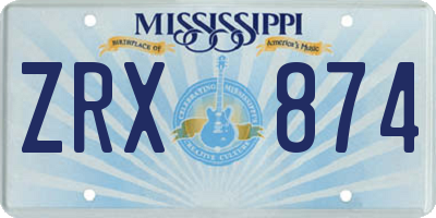 MS license plate ZRX874