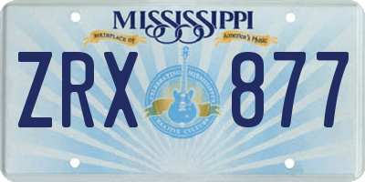 MS license plate ZRX877