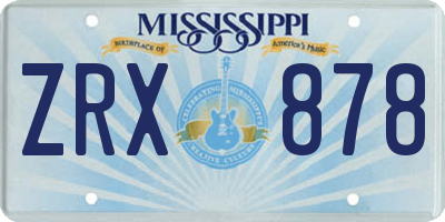 MS license plate ZRX878