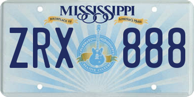 MS license plate ZRX888