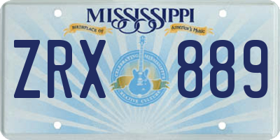 MS license plate ZRX889