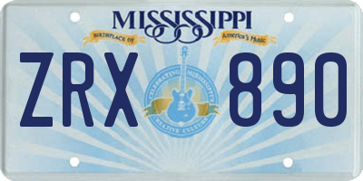 MS license plate ZRX890