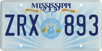 MS license plate ZRX893