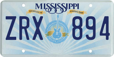 MS license plate ZRX894