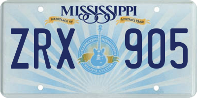 MS license plate ZRX905
