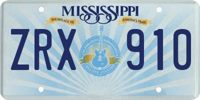 MS license plate ZRX910