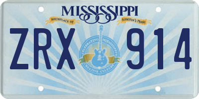 MS license plate ZRX914
