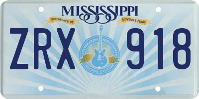 MS license plate ZRX918