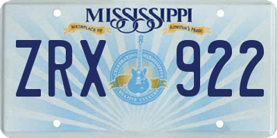 MS license plate ZRX922