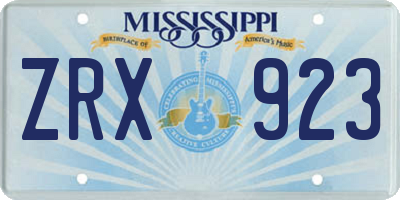MS license plate ZRX923
