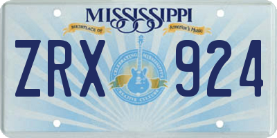 MS license plate ZRX924