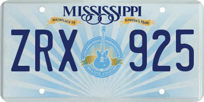 MS license plate ZRX925