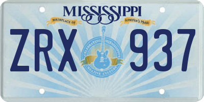 MS license plate ZRX937