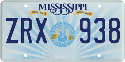 MS license plate ZRX938