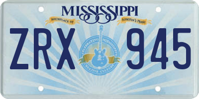 MS license plate ZRX945