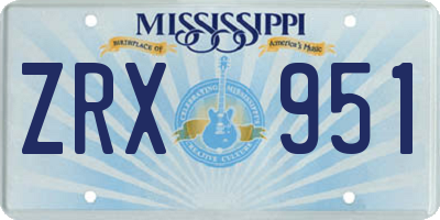 MS license plate ZRX951