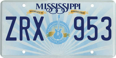 MS license plate ZRX953