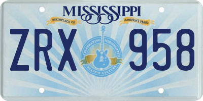 MS license plate ZRX958