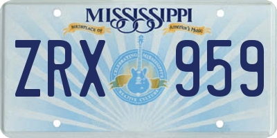 MS license plate ZRX959