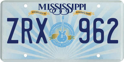 MS license plate ZRX962