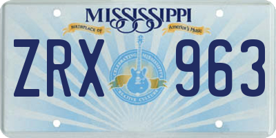 MS license plate ZRX963
