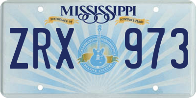 MS license plate ZRX973