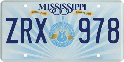 MS license plate ZRX978