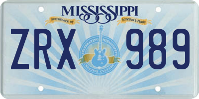 MS license plate ZRX989