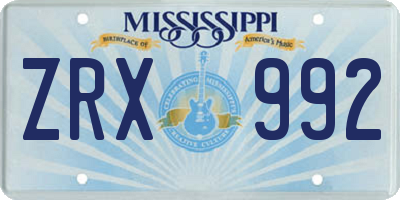 MS license plate ZRX992