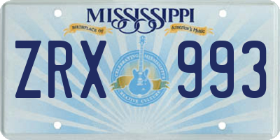 MS license plate ZRX993