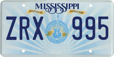 MS license plate ZRX995