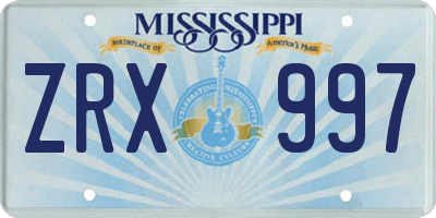 MS license plate ZRX997