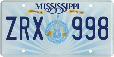 MS license plate ZRX998