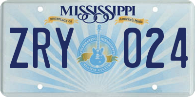 MS license plate ZRY024