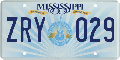 MS license plate ZRY029
