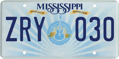 MS license plate ZRY030