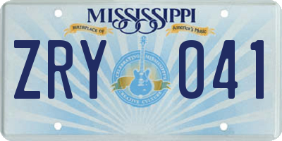 MS license plate ZRY041