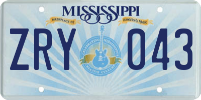 MS license plate ZRY043