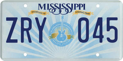 MS license plate ZRY045