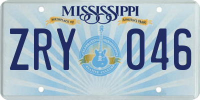 MS license plate ZRY046