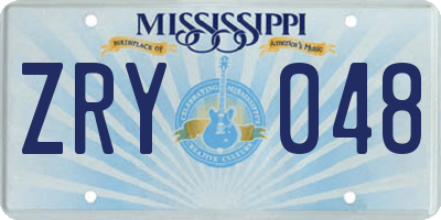 MS license plate ZRY048